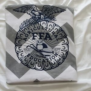 Gray & White Chevron Throw With FFA Navy Logo